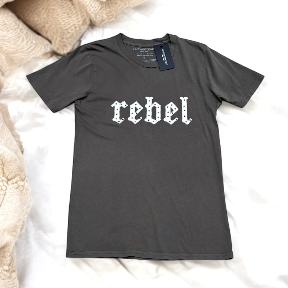 NWT UNSWEETENED (S) NEW YORK Rebel Stud Vintage Oversized Tee Army Brown - Sm - Picture 9 of 9